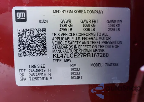 2024 Buick Envista Avenir из США, поврежденный, VIN KL47LCE27RB167260